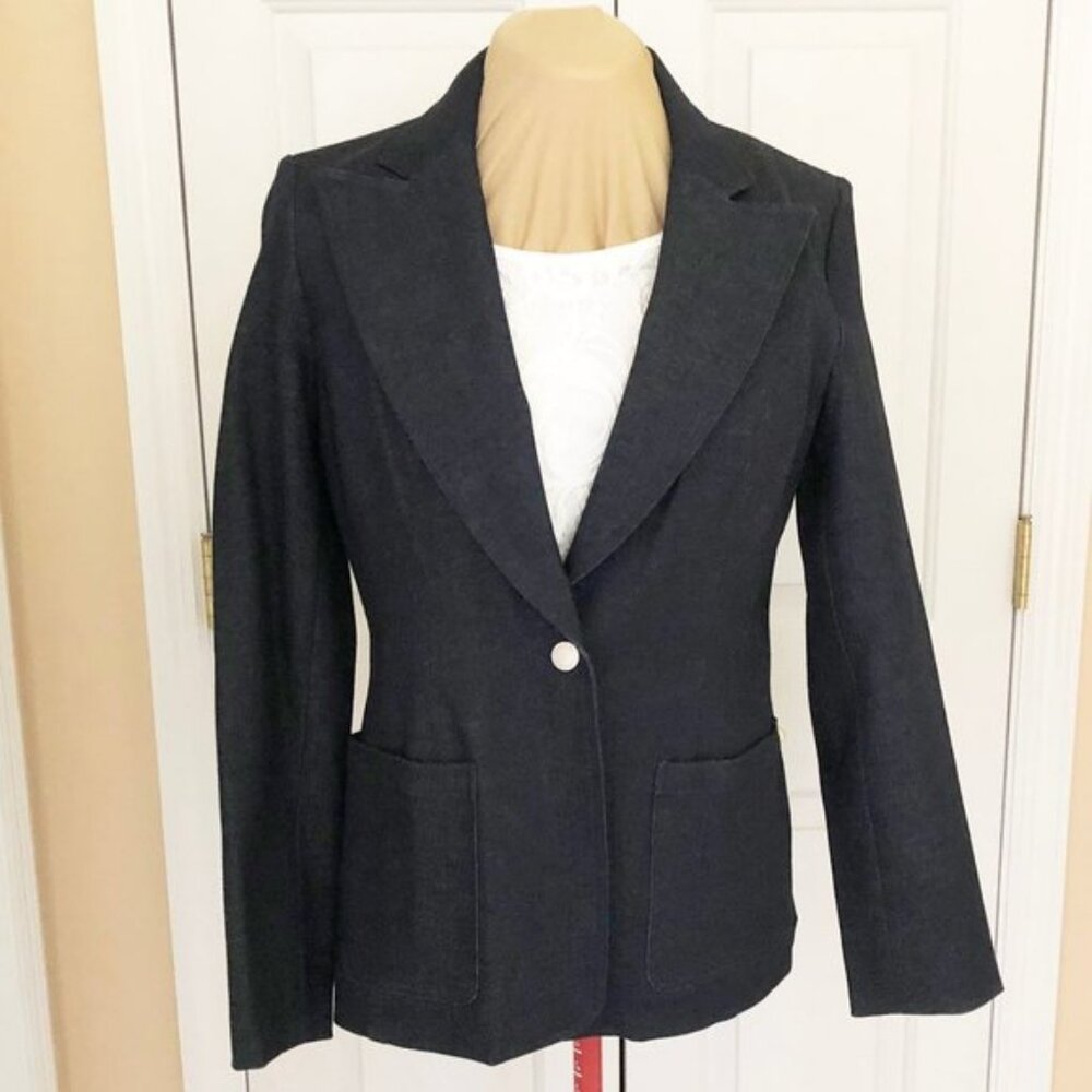 Yansi Fugel Dark Denim Stretch Blazer/Jacket Size S NWT